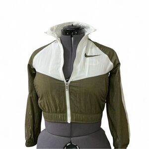 Nike Women's Green and White Bomber Jacket